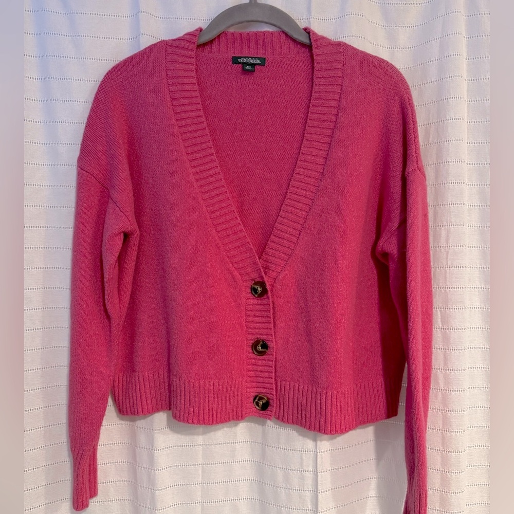 Wild Fable Oversized Pink Crop Button Cardigan